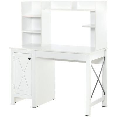 Computer Desk with Storage, 47 Inch Farmhouse Home Office Desk with Open Shelves and 2-Tier Cabinet