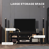 Fireplace TV Stand for TVs up to 60 inches, Wood TV Cabinet w/ Storage Doors or Living Room