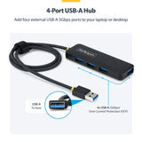 StarTech.com 4-Port USB-A Hub, 5Gbps, Bus Powered, USB-A to 4x USB-A M