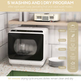 Portable Dishwasher, Counter Dishwasher with 4 Place Settings, 5 Washing Programs