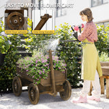 Wooden Raised Garden Bed, Flower Cart w/ Wheels