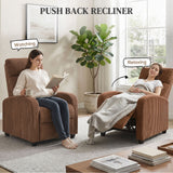 Corduroy Home Theater Seating, Push Back Recliner Chair with Padded Seat for Living Room