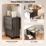 Table à manger pliante, table de cuisine roulante avec tiroirs de rangement et armoire, table à abattants sur roulettes