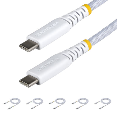 StarTech.com 5-Pack 3ft (91cm) White USB-C Charging Cable, 60W (3A) PD
