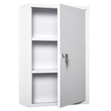 Armoire à pharmacie murale 3 niveaux en acier pour salle de bain, verrouillable avec 2 clés