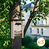 3PCs Wooden Bat Boxes, 18 x 6 x 22.5 cm