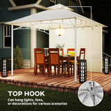 10' x 10' Patio Gazebo, Double Roof Outdoor Gazebo Canopy Shelter with Storage, Metal Frame