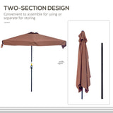 Parasol demi-parapluie 7,5 pi pour patio avec manivelle