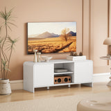 TV Stand for up to 55 Inch TV, Nordic Entertainment Center with 2 Cabinets and 2 Open Shelves for Living Room