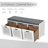 Banc de rangement pour chaussures rembourré avec coussin, avec 3 tiroirs, grand espace de rangement, tabouret de banc pour salon, meuble d'entrée
