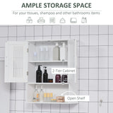 Modern Wall Mount Bathroom Cabinet, Storage Organizer with 2 Door Cabinet and Shelf