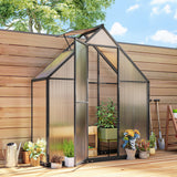 Polycarbonate Greenhouse Walk-in Greenhouse with Swing Door and Adjustable Window, 5.5 x 2ft