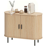 Sideboard Buffet Cabinet with Curved Tambour Doors and Storage