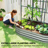 Galvanised Raised Garden Bed with Arched Trellis, 5 x 3 x 6ft Metal Outdoor Planter Box with Open Bottom