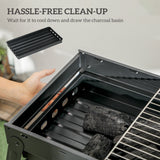Portable Charcoal Grill with Pull-Out Charcoal Basin, Folding Tabletop Barbecue