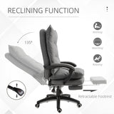 Office Chair 360° Swivel Adjustable Height Linen Style Fabric Recliner with Retractable Footrest and Double Padding