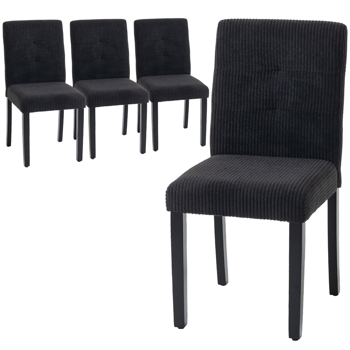 Modern Dining Chairs Set of 4, Kitchen Chairs with Rubberwood Legs and Padded Seat