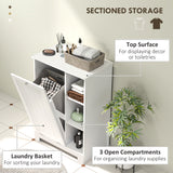 Laundry Cabinet with Removable Basket, Tilt Out Laundry Hamper with Adjustable Shelf and Open Compartments