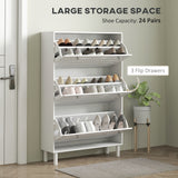 Armoire à chaussures étroite, 3 tiroirs basculants, étagères ajustables, capacité 18-24 paires