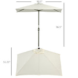 Parasol Demi-Rond 8pi Extérieur Balcon Parasol Patio Jardin Ombrelle Fenêtre Extérieure w/ 5 Nervures