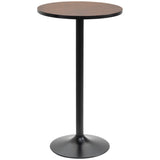 Round Bar Table 41 Inch Height, Industrial High Bistro Table with Metal Base and Elm Wood Top