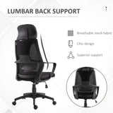 Fauteuil de bureau en maille avec appui-tête réglable en hauteur, chaise de bureau ergonomique avec angle d'inclinaison réglable, siège pivotant réglable en hauteur avec support lombaire pour le bureau