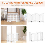 Free Standing Wooden Pet Gate Indoor Dog Barrier Foldable Step Over Doorway Fence Safety Gate with Open Door