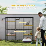Catio extérieur/intérieur en treillis avec couverture imperméable, 4 plateformes de saut, 69