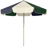 7.4 ft Patio Umbrella with Wood-Effect Frame, Colour-Blocked UPF 30+ Outdoor Market Table Umbrella Parasol