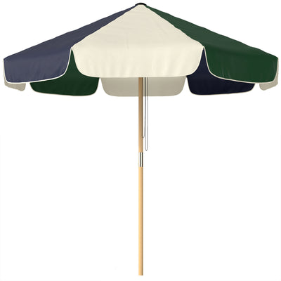 7.4 ft Patio Umbrella with Wood-Effect Frame, Colour-Blocked UPF 30+ Outdoor Market Table Umbrella Parasol