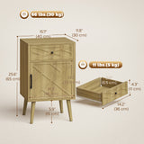 Nightstand Set of 2, Bedside Table Set with Drawer and Cabinet, Side End Table with Storage for Living Room