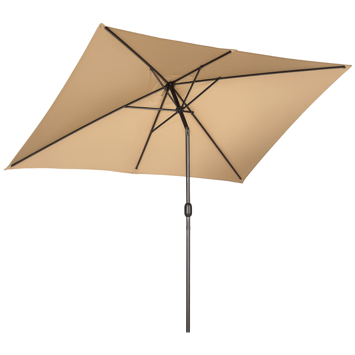 6.5x10ft Patio Umbrella, Rectangle Market Umbrella with Aluminum Frame and Crank Handle