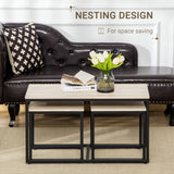 Tables basses gigognes - Ensemble de 3, Tables d'appoint modernes avec cadre en métal noir pour salon et mobilier de maison