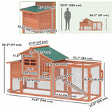 Chicken Coop with Run Mobile Wooden Hen House with Nesting Box Pull-out Tray for 1-2 Chickens