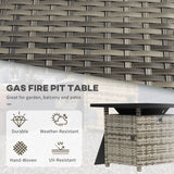 Outdoor PE Rattan Propane Fire Pit Table, 50, 000 BTU Pulse-Ignition Wicker Fire Table