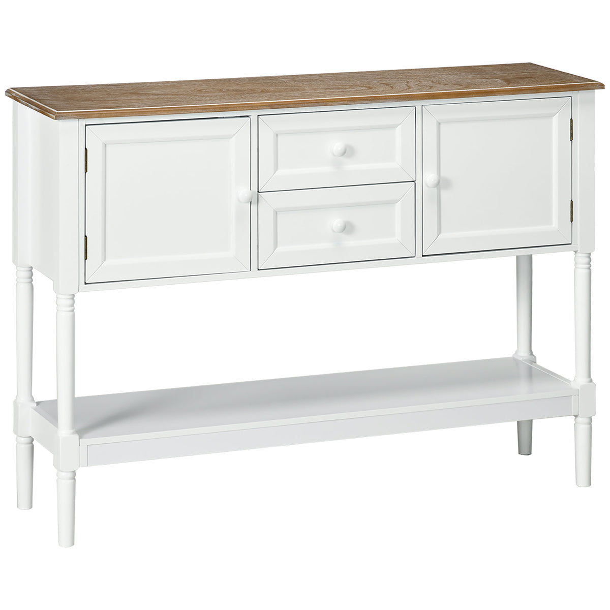 Vintage Console Table with 2 Drawers and Cabinets, Retro Sofa Table for Entryway