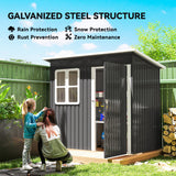 7' x 4' Galvanised Steel Outdoor Storage Shed, Lockable Wide Door and Air Vents