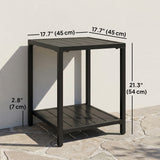 Outdoor Coffee Table 2-Tier Patio Coffee Table with Storage Shelf, Adjustable Feet for Garden Balcony Poolside