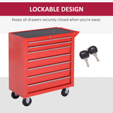 Rolling Tool Chest, 7-Drawer Lockable Tool Cabinet with 4 Wheels, Toolbox Storage Organizer for Garage
