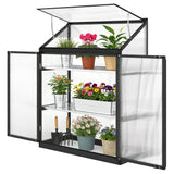 Polycarbonate Greenhouse with 2-Tier Shelves Gardening Green House for Patio Garden