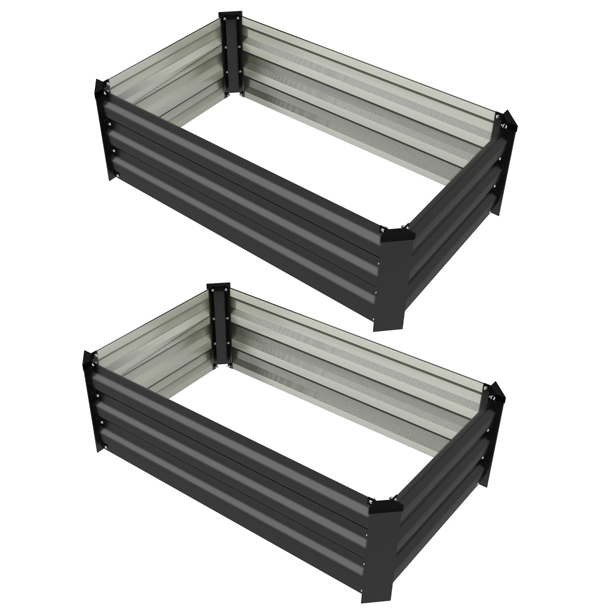 Set of 2 Galvanized Raised Beds for Garden