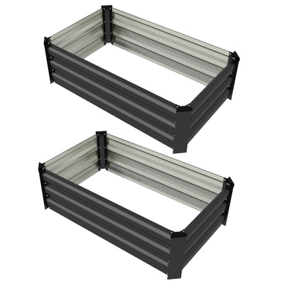 Set of 2 Galvanized Raised Beds for Garden