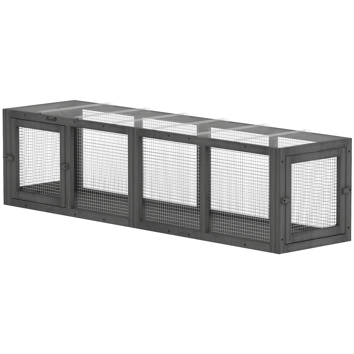 Outdoor Cat Tunnel, Wooden Play Cat Enclosure, Extendable Pet Run with 3 Doors