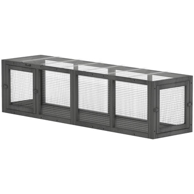 Outdoor Cat Tunnel, Wooden Play Cat Enclosure, Extendable Pet Run with 3 Doors