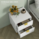 Modern Bedside Table, Accent Nightstand with 2 Drawers, Bed End Table for Bedroom