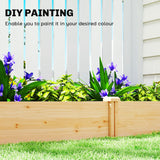 Wooden Raised Garden Bed, Outdoor Planter Box with Divider and Open Bottom for Flowers