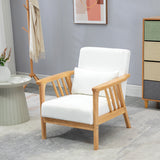 Fauteuil de salon rembourré avec cadre en bois d'hévéa, oreillers décoratifs et coussin confortable