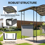 8' x 5' Grill Gazebo Canopy, Outdoor BBQ Shelter with 2 Side Shelves
