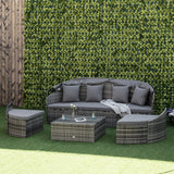 4 Pieces Patio PE Wicker Round Daybed
