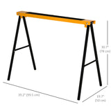 2PCS Saw Horse Twin Pack Folding Workbench Metal Trestle Stands with Non-slip EVA Surface Orange
